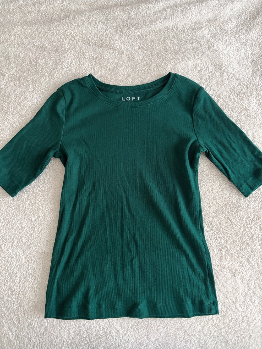 LOFT Deep Green Elbow Sleeve Tee